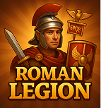 Slot Roman Legion: soldato romano con elmo e scudo, scena di battaglia, sfondo dell'antica Roma